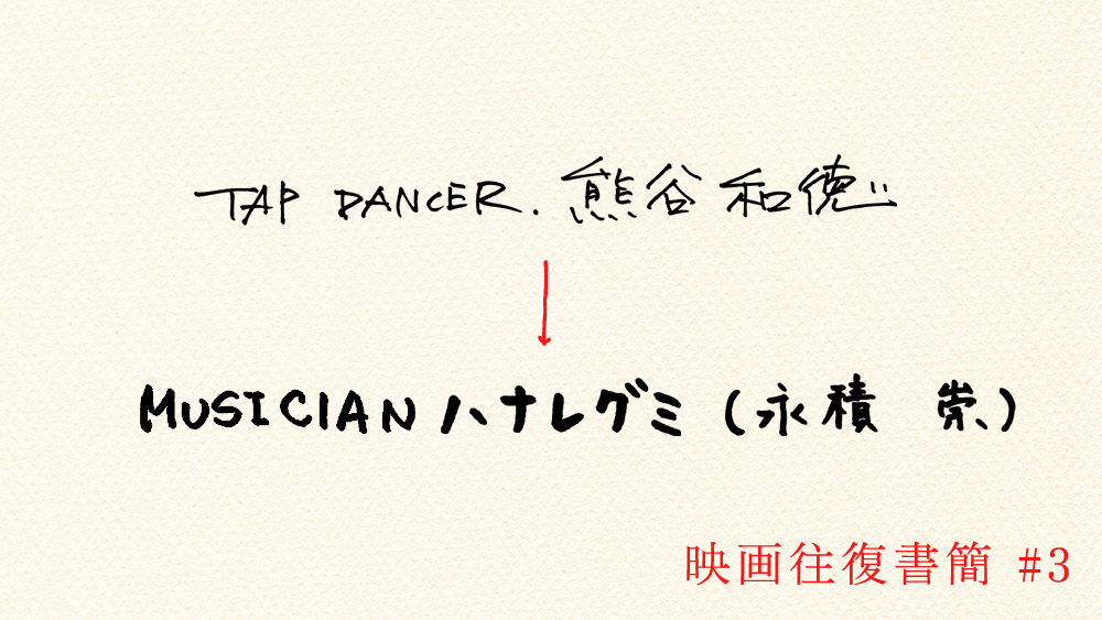 熊谷和徳から ハナレグミ永積崇へ 「TARiKi-他力」3通目